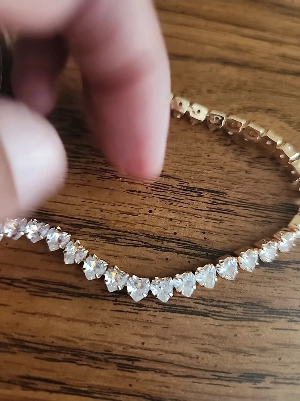Classic Gold Tennis Necklace with Clear Swarovski Stones - Women Jewelry - Picture 4 of 4